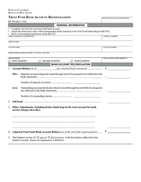 Form RE856  Printable Pdf