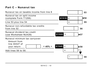 Form 5014-C (NU428) Nunavut Tax (Large Print) - Canada, Page 10