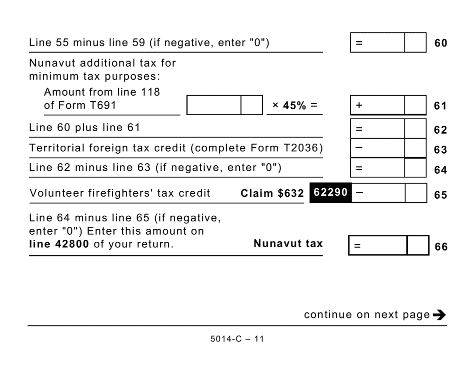Form 5014-C (NU428) Nunavut Tax (Large Print) - Canada, Page 11