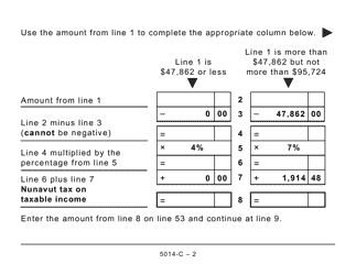 Form 5014-C (NU428) Nunavut Tax (Large Print) - Canada, Page 2