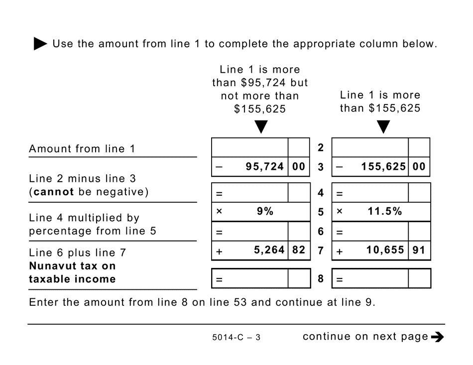 Form 5014-C (NU428) Nunavut Tax (Large Print) - Canada, Page 3