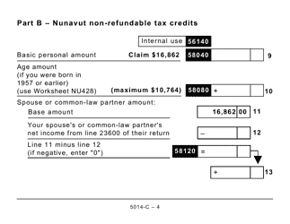 Form 5014-C (NU428) Nunavut Tax (Large Print) - Canada, Page 4