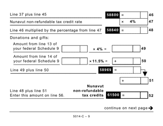 Form 5014-C (NU428) Nunavut Tax (Large Print) - Canada, Page 9