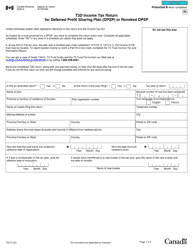 Form T3D Income Tax Return for Deferred Profit Sharing Plan (Dpsp) or Revoked Dpsp - Canada