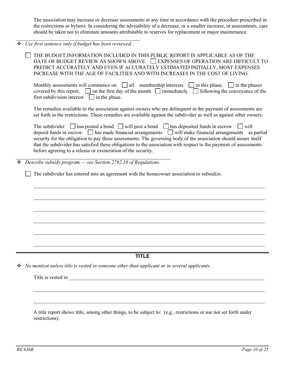 Form RE636B Worksheet - Limited Equity Housing Cooperative (Lehc) - California, Page 10