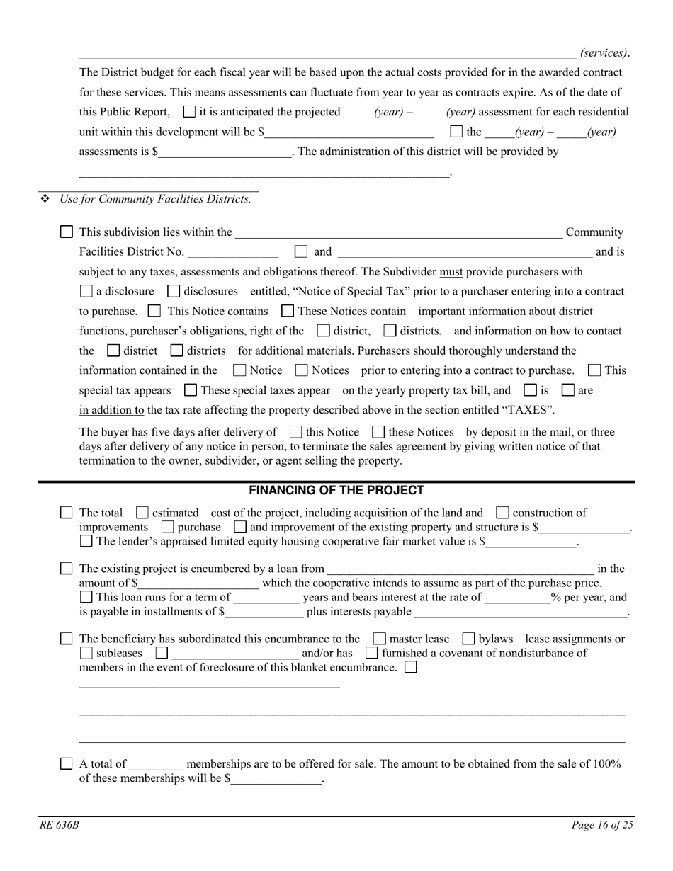 Form RE636B Worksheet - Limited Equity Housing Cooperative (Lehc) - California, Page 16