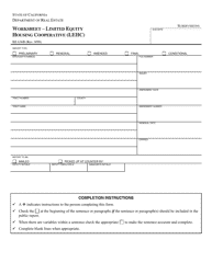 Form RE636B Worksheet - Limited Equity Housing Cooperative (Lehc) - California