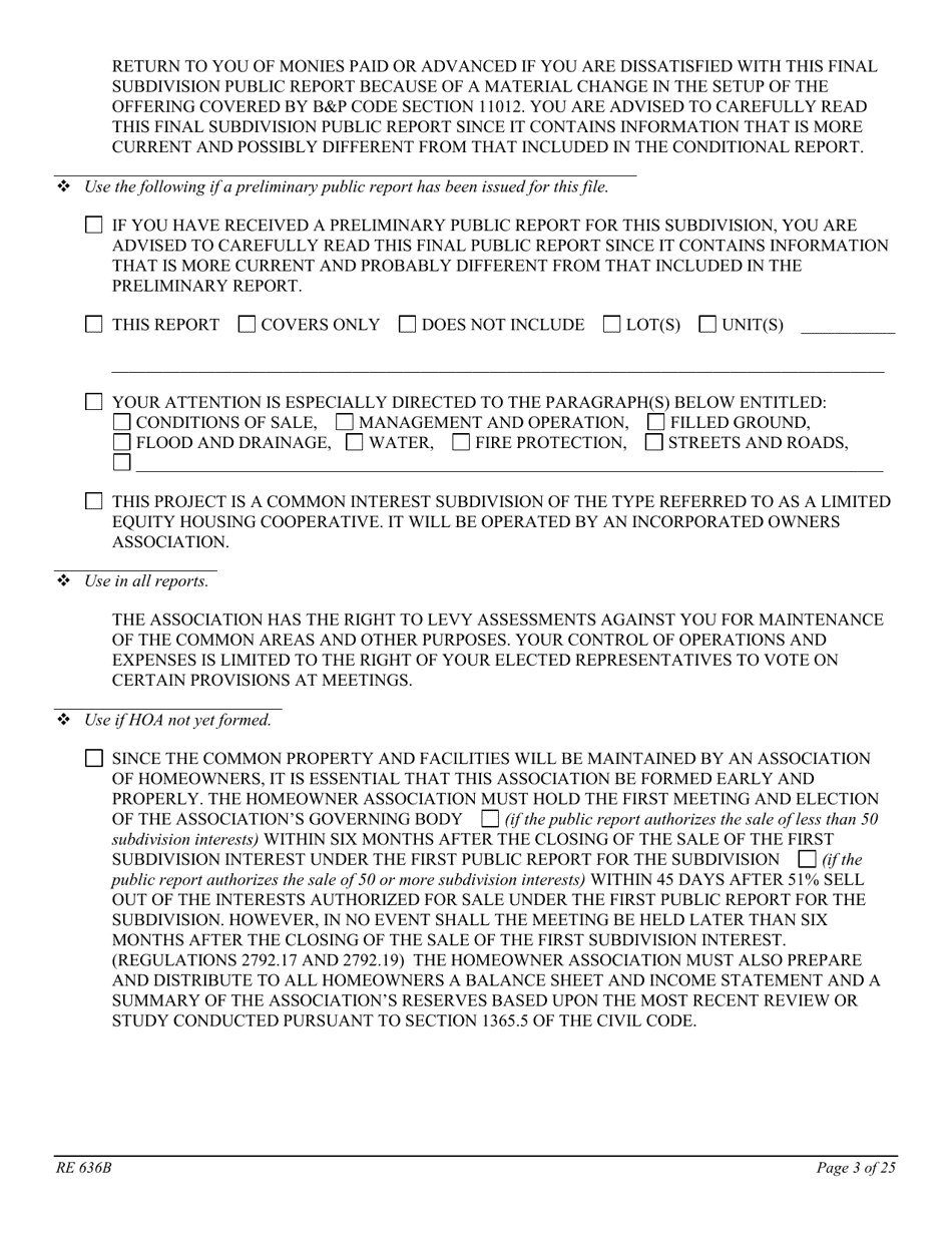 Form RE636B Worksheet - Limited Equity Housing Cooperative (Lehc) - California, Page 3