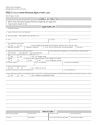 Form RE273 Prls Unlicensed Officer Questionnaire - California