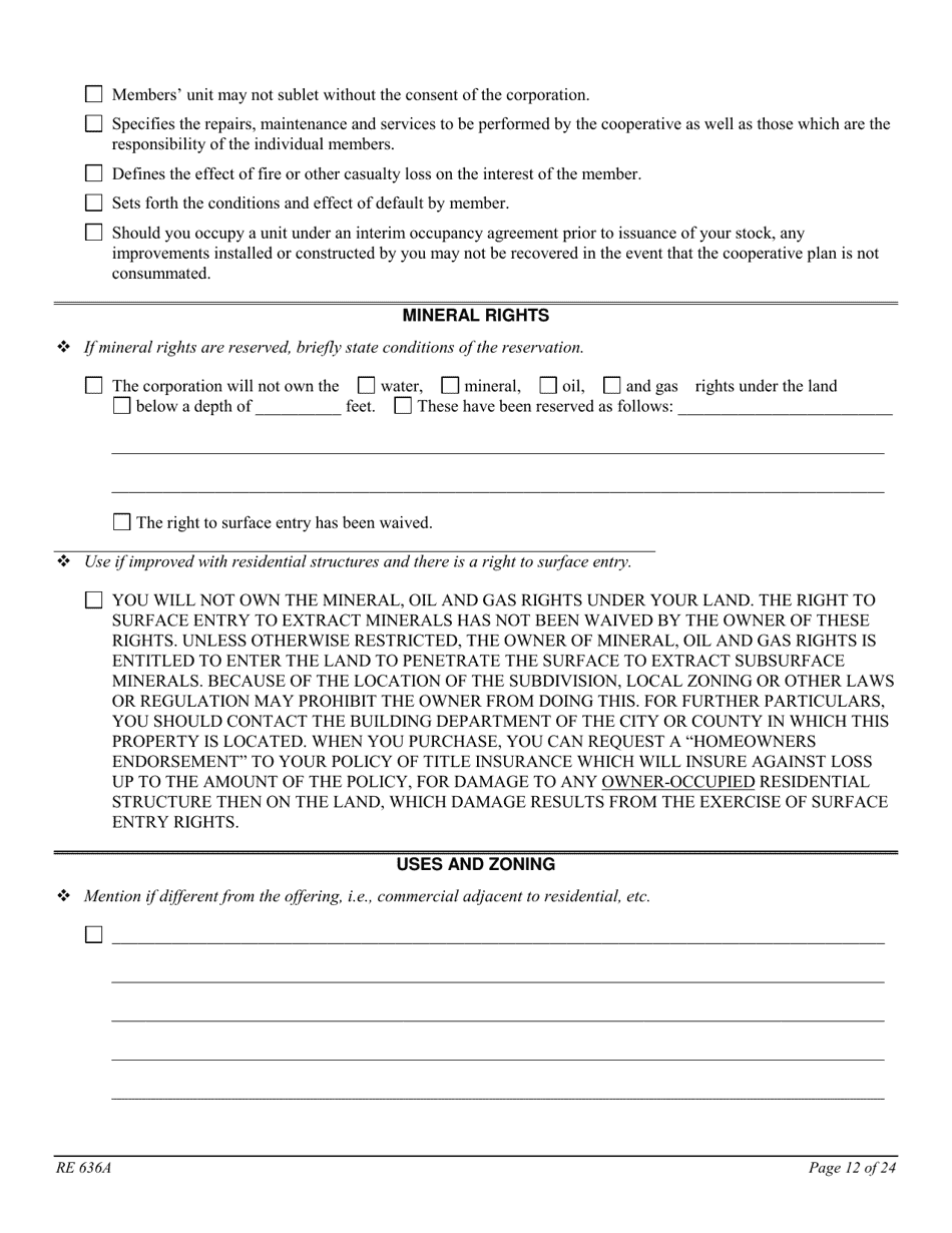 Form RE636A Worksheet - Stock Cooperative Project - California, Page 12