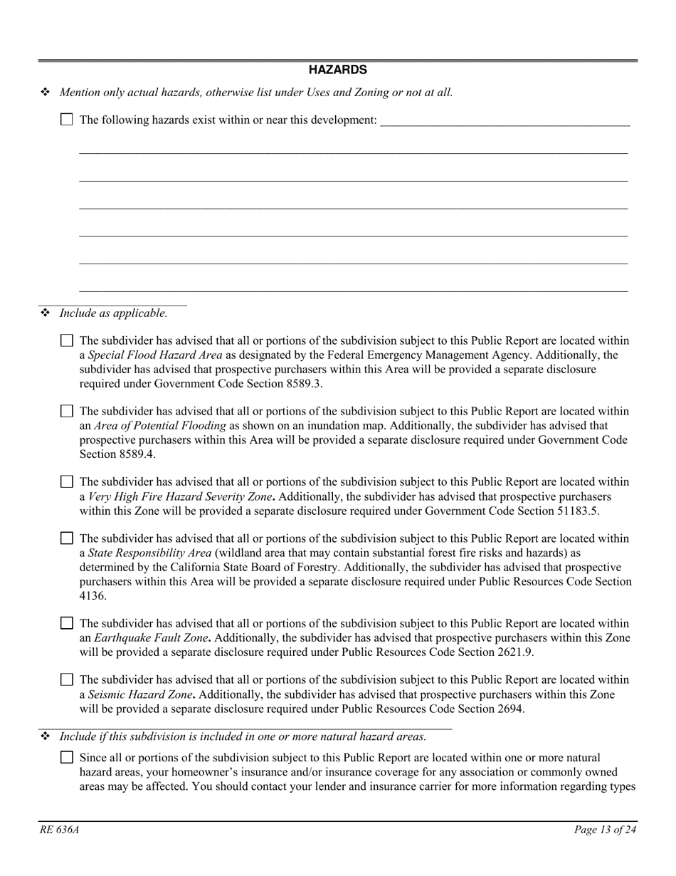 Form RE636A Worksheet - Stock Cooperative Project - California, Page 13