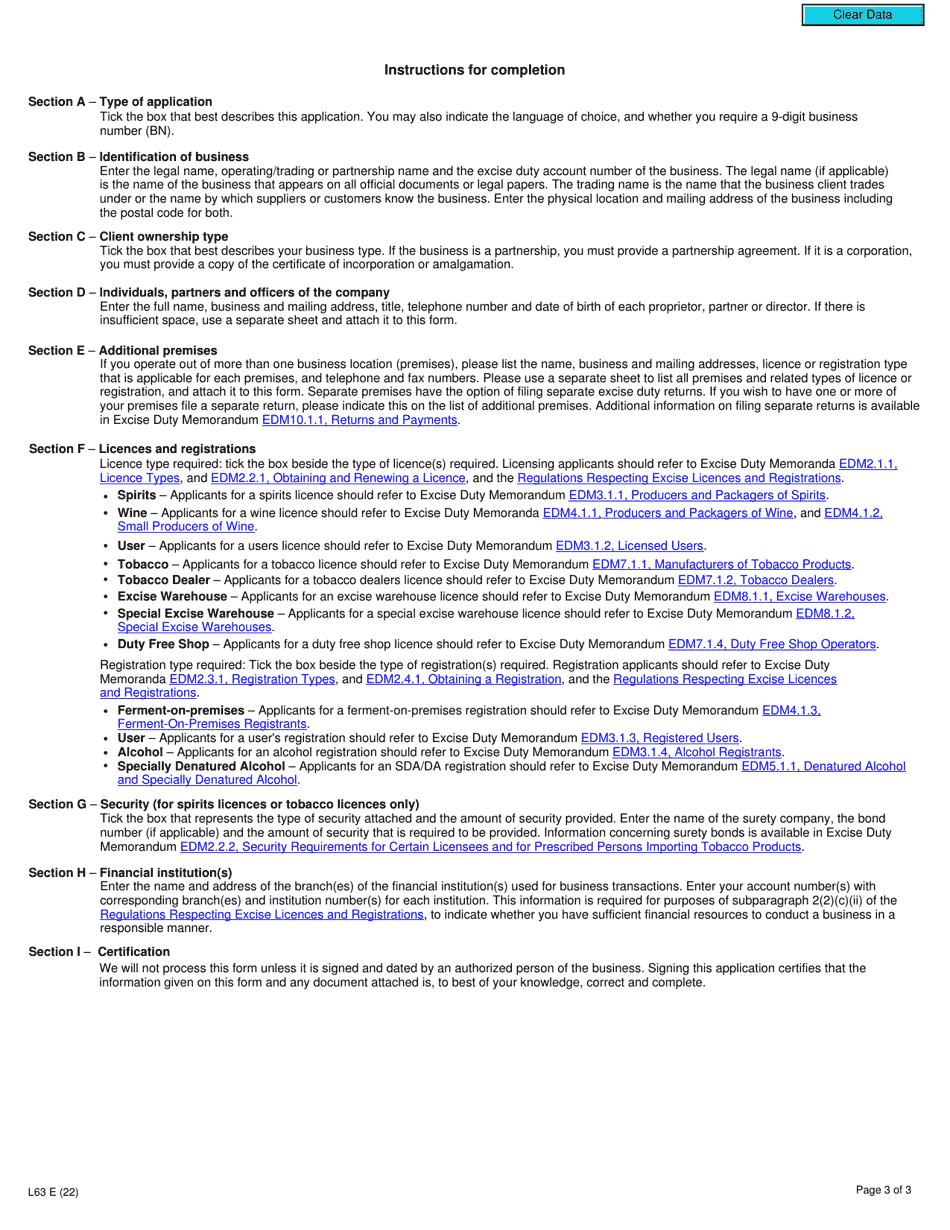 Form L63 - Fill Out, Sign Online and Download Fillable PDF, Canada ...