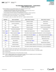 Document preview: Form T2 Schedule 5 Tax Calculation Supplementary - Corporations (2022 and Later Tax Years) - Canada