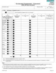 Form T2 Schedule 5 Tax Calculation Supplementary - Corporations (2022 and Later Tax Years) - Canada, Page 2