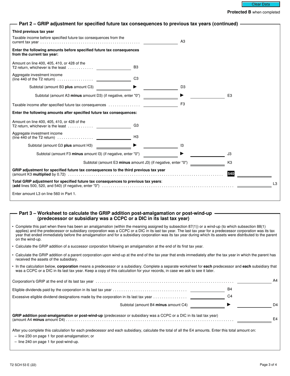Form T2 Schedule 53 General Rate Income Pool (Grip) Calculation (2019 and Later Years) - Canada, Page 3