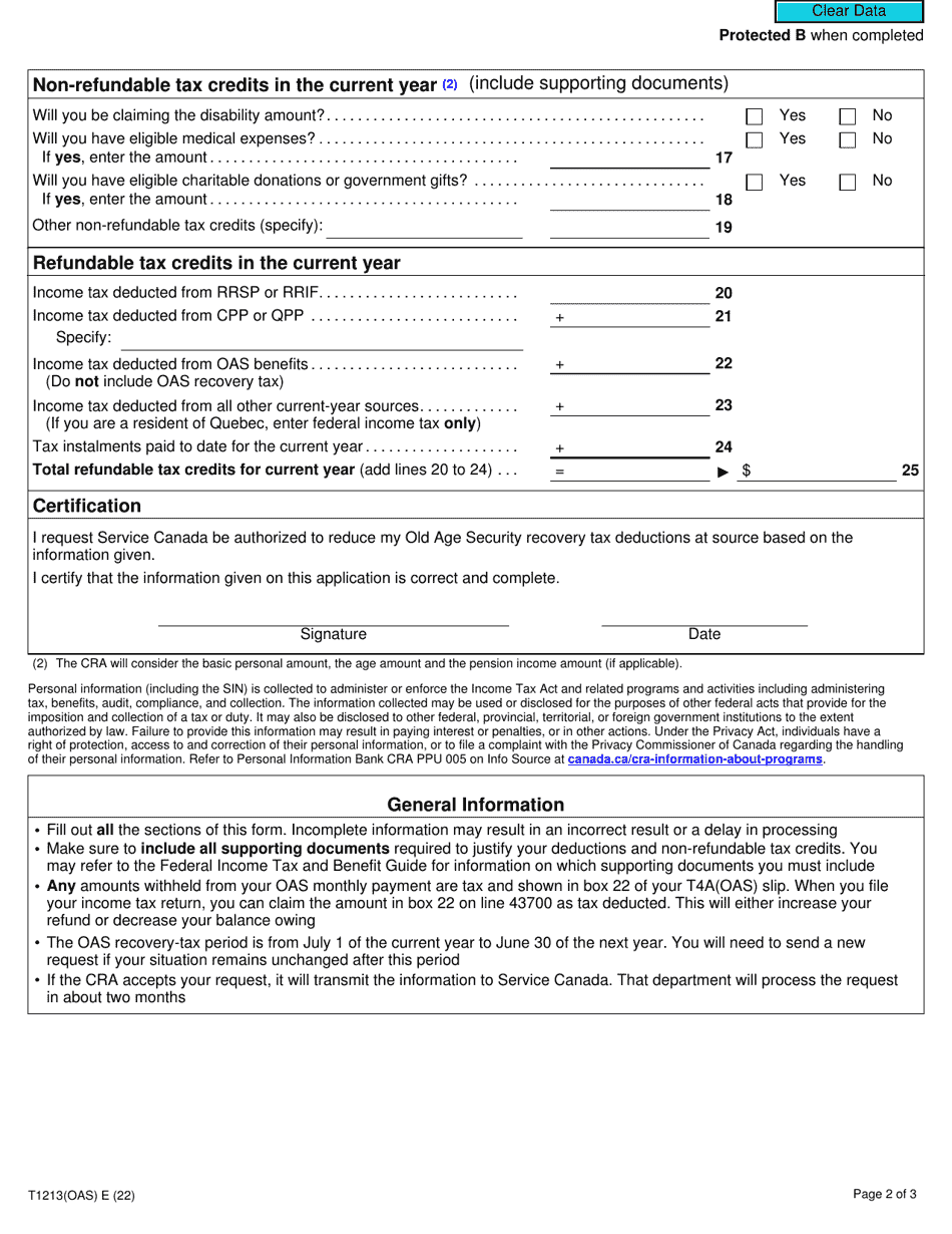 Form T1213oas Fill Out Sign Online And Download Fillable Pdf Canada Templateroller 