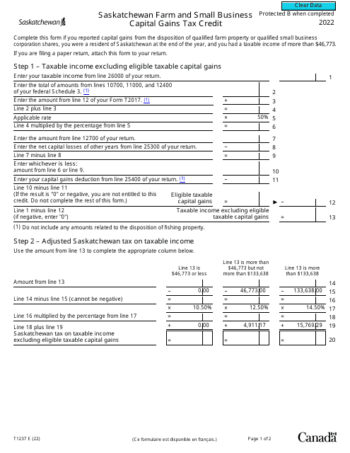 Form T1237 2022 Printable Pdf
