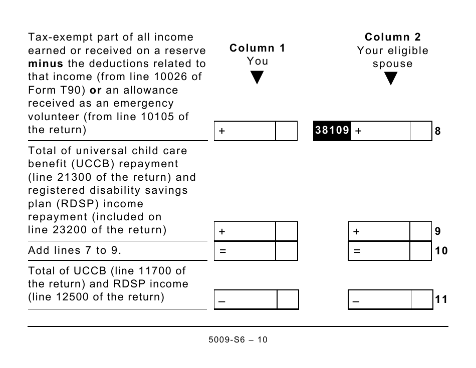 Form 5009-S6 Schedule 6 Canada Workers Benefit (For AB Only) - Large Print - Canada, Page 10