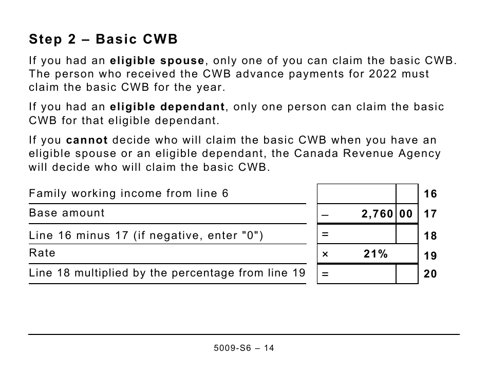 Form 5009-S6 Schedule 6 Canada Workers Benefit (For AB Only) - Large Print - Canada, Page 14