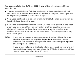 Form 5009-S6 Schedule 6 Canada Workers Benefit (For AB Only) - Large Print - Canada, Page 2