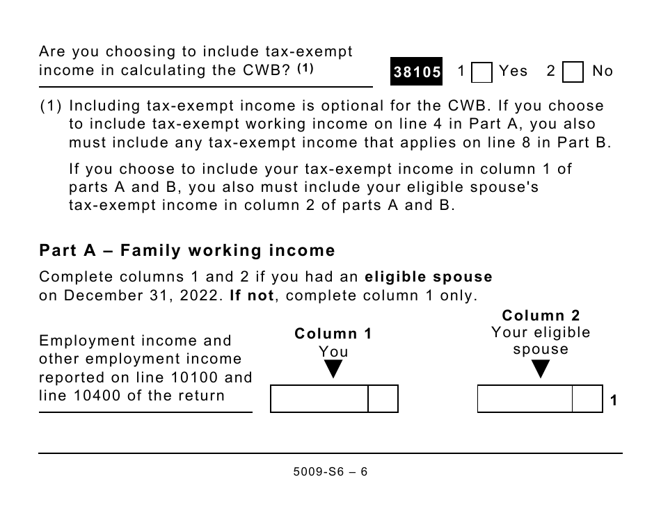 Form 5009-S6 Schedule 6 Canada Workers Benefit (For AB Only) - Large Print - Canada, Page 6