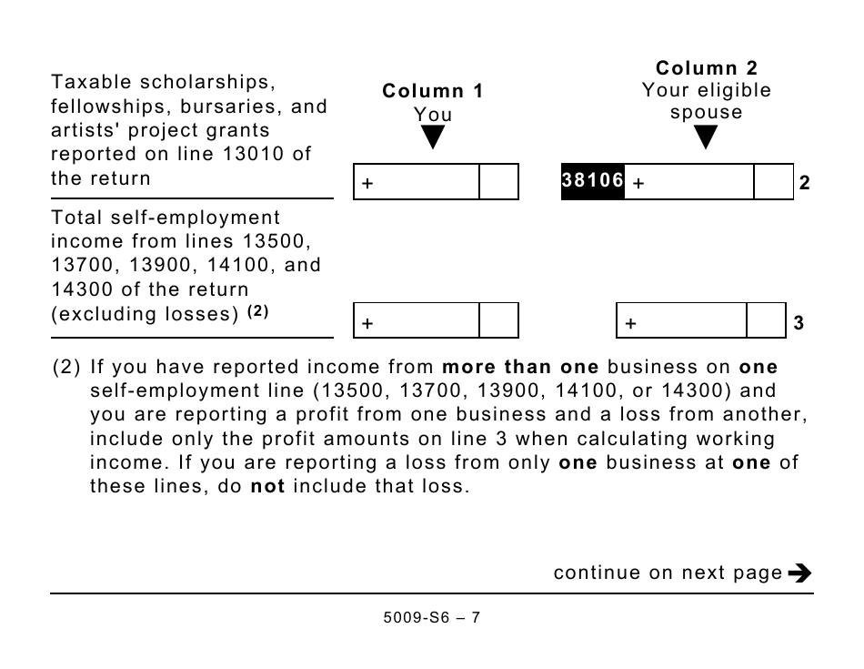 Form 5009-S6 Schedule 6 Canada Workers Benefit (For AB Only) - Large Print - Canada, Page 7