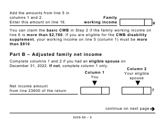 Form 5009-S6 Schedule 6 Canada Workers Benefit (For AB Only) - Large Print - Canada, Page 9