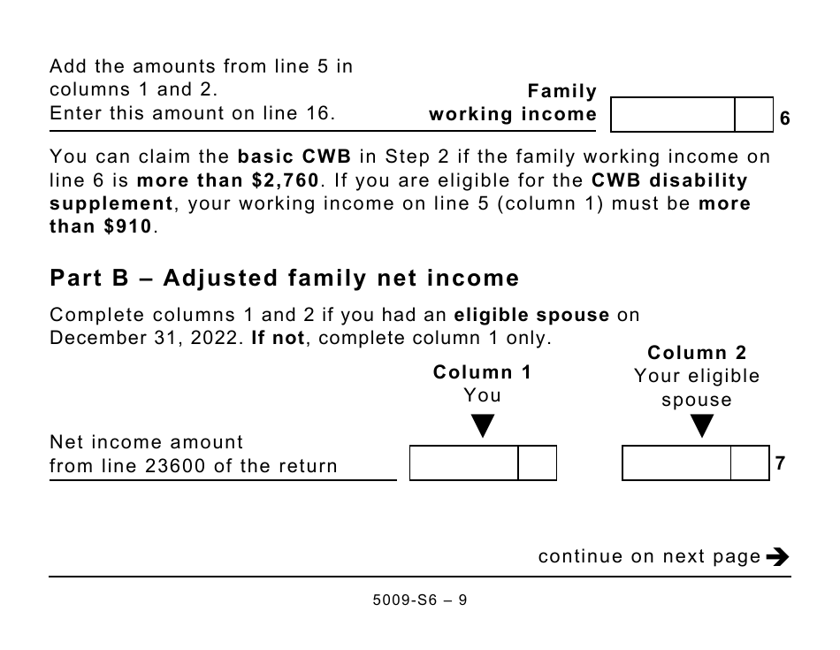 Form 5009-S6 Schedule 6 Canada Workers Benefit (For AB Only) - Large Print - Canada, Page 9