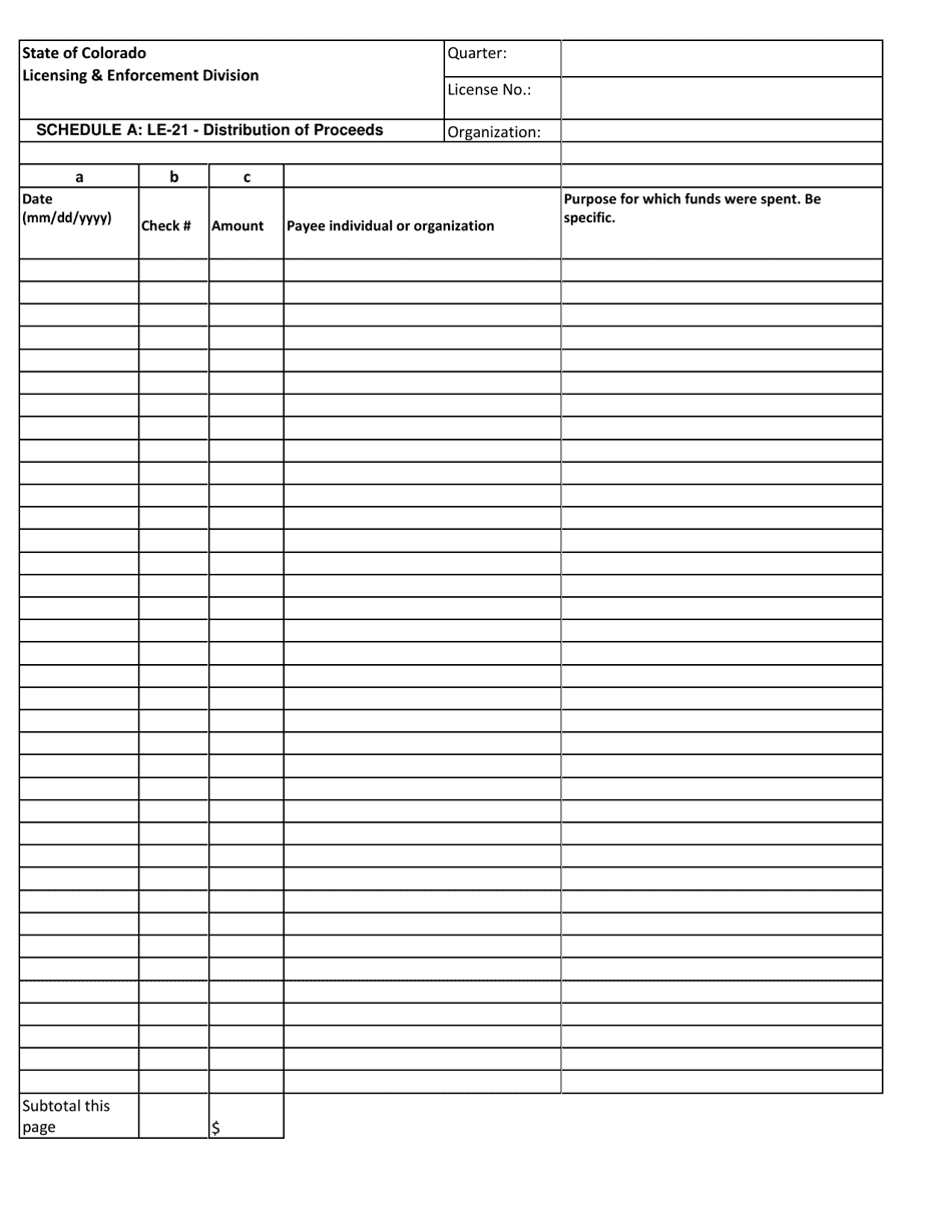 Form LE-21 Quarterly Report - Colorado, Page 8