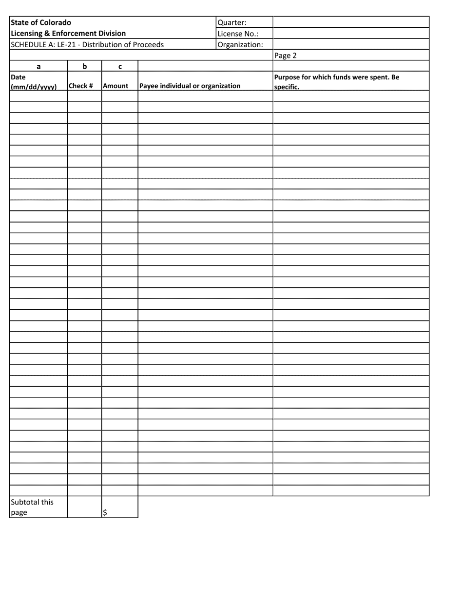Form LE-21 Quarterly Report - Colorado, Page 9
