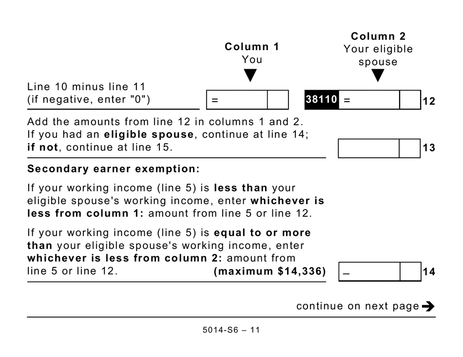 Form 5014-S6 Schedule 6 Canada Workers Benefit (Large Print) - Canada, Page 11