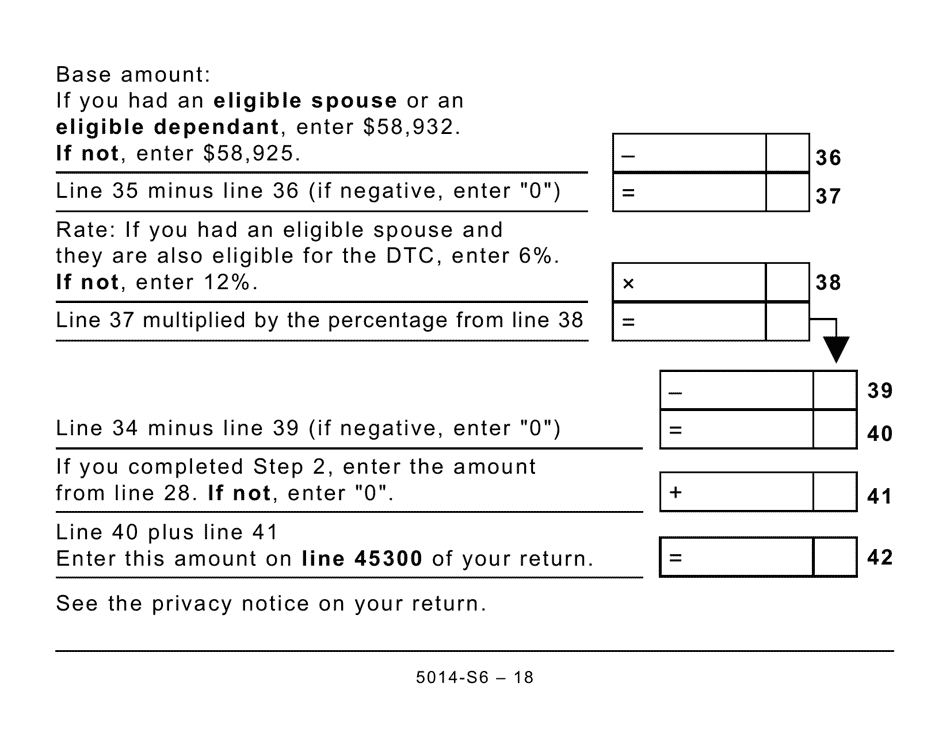 Form 5014-S6 Schedule 6 Canada Workers Benefit (Large Print) - Canada, Page 18