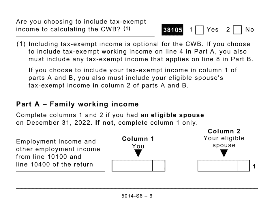 Form 5014-S6 Schedule 6 Canada Workers Benefit (Large Print) - Canada, Page 6