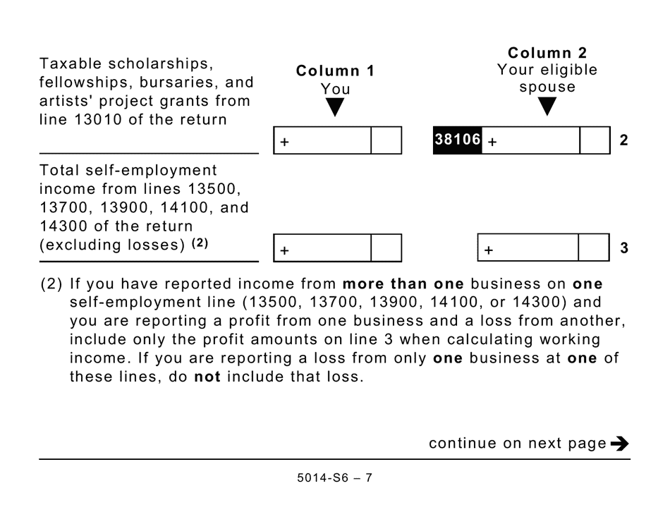 Form 5014-S6 Schedule 6 Canada Workers Benefit (Large Print) - Canada, Page 7