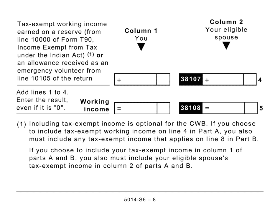 Form 5014-S6 Schedule 6 Canada Workers Benefit (Large Print) - Canada, Page 8