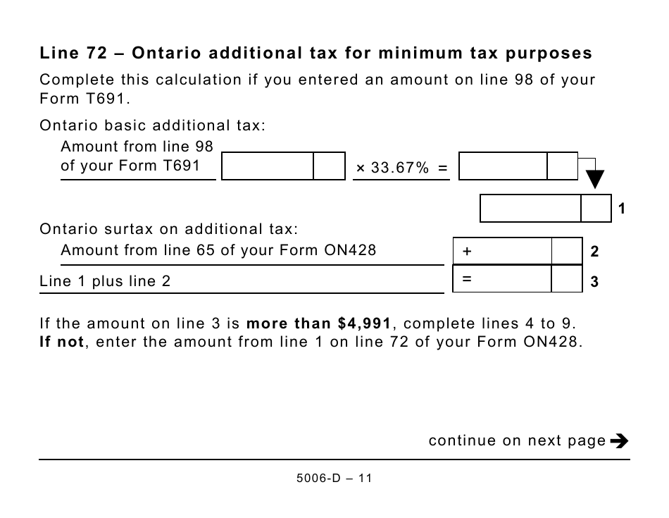 Form 5006-D Worksheet ON428 Ontario (Large Print) - Canada, Page 11