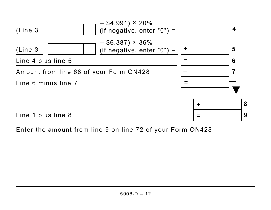 Form 5006-D Worksheet ON428 Ontario (Large Print) - Canada, Page 12