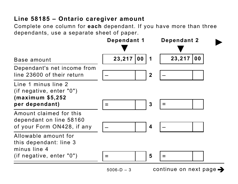 Form 5006-D Worksheet ON428 Ontario (Large Print) - Canada, Page 3