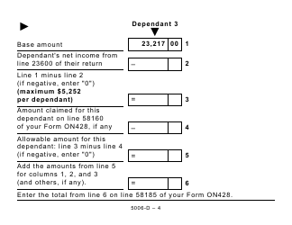 Form 5006-D Worksheet ON428 Ontario (Large Print) - Canada, Page 4