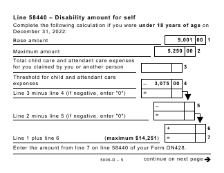 Form 5006-D Worksheet ON428 Ontario (Large Print) - Canada, Page 5