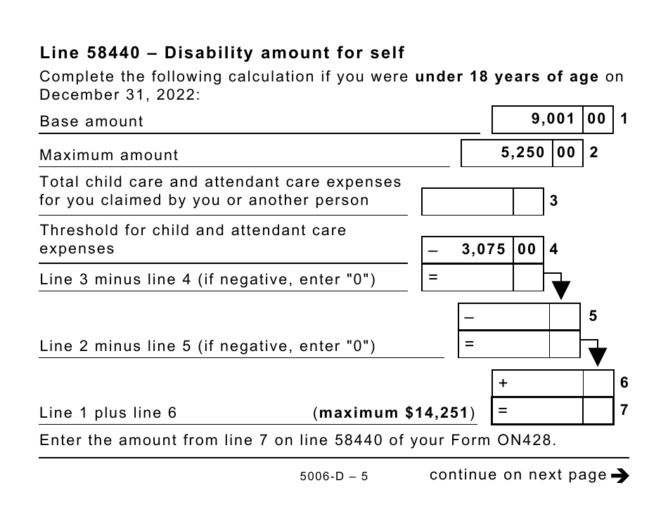 Form 5006-D Worksheet ON428 Ontario (Large Print) - Canada, Page 5