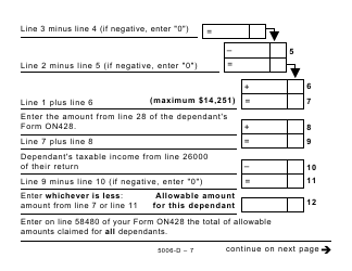 Form 5006-D Worksheet ON428 Ontario (Large Print) - Canada, Page 7