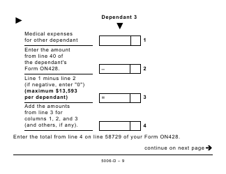 Form 5006-D Worksheet ON428 Ontario (Large Print) - Canada, Page 9