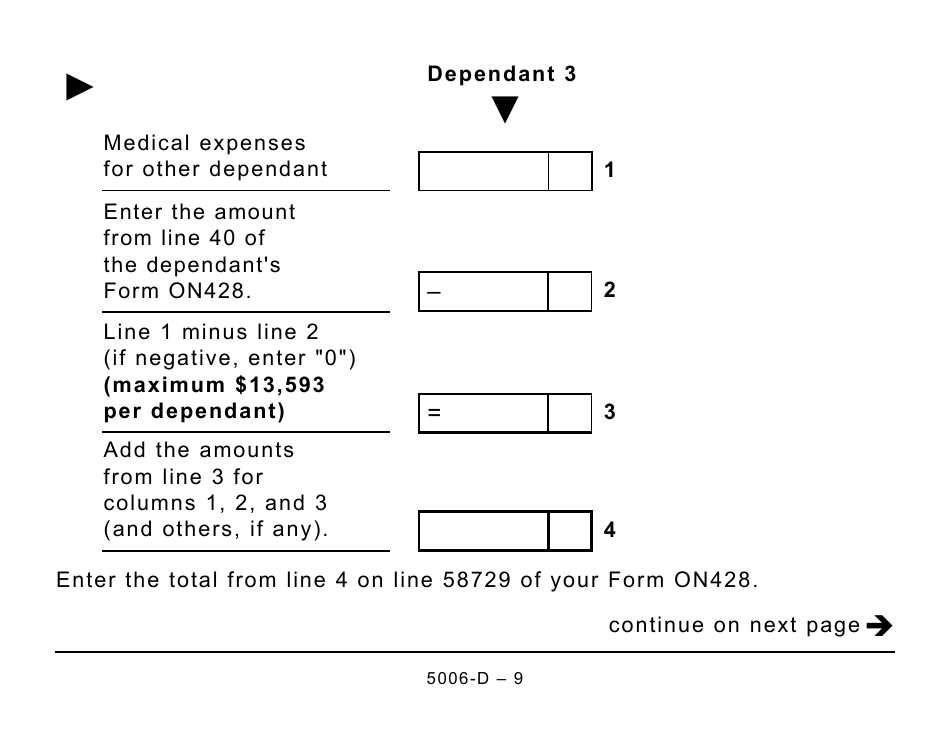 Form 5006-D Worksheet ON428 Ontario (Large Print) - Canada, Page 9