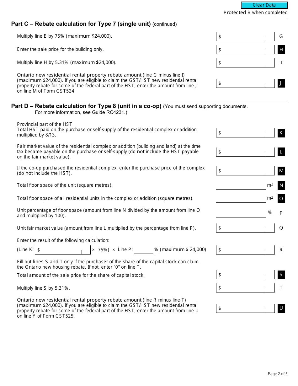 Form RC7524-ON Download Fillable PDF or Fill Online Gst524 Ontario ...