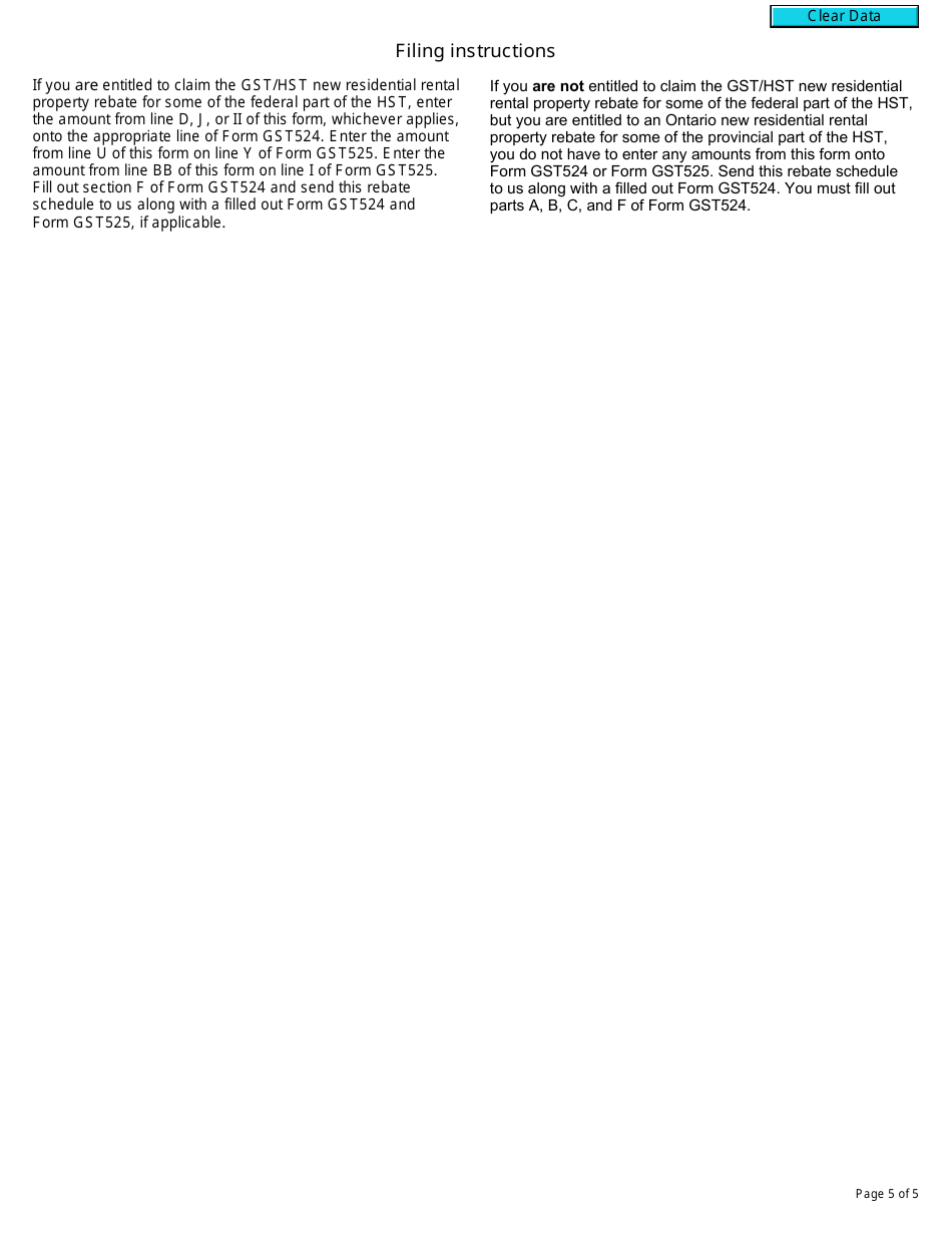 Form RC7524-ON Gst524 Ontario Rebate Schedule - Canada, Page 5