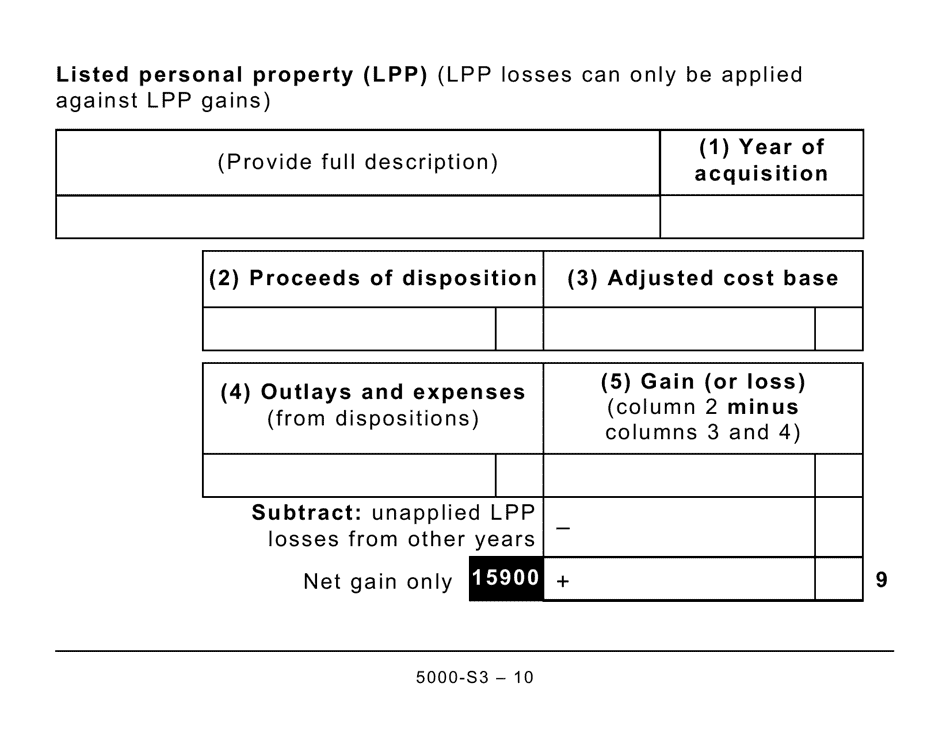 Form 5000-S3 Schedule 3 Capital Gains (Or Losses) - Large Print - Canada, Page 10