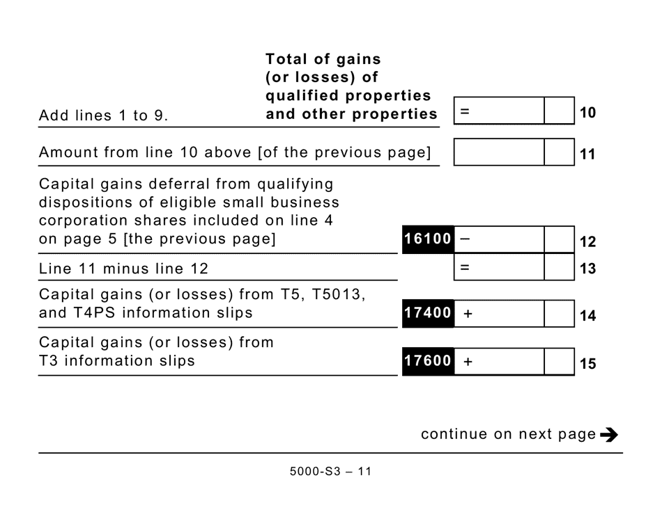 Form 5000-S3 Schedule 3 Capital Gains (Or Losses) - Large Print - Canada, Page 11