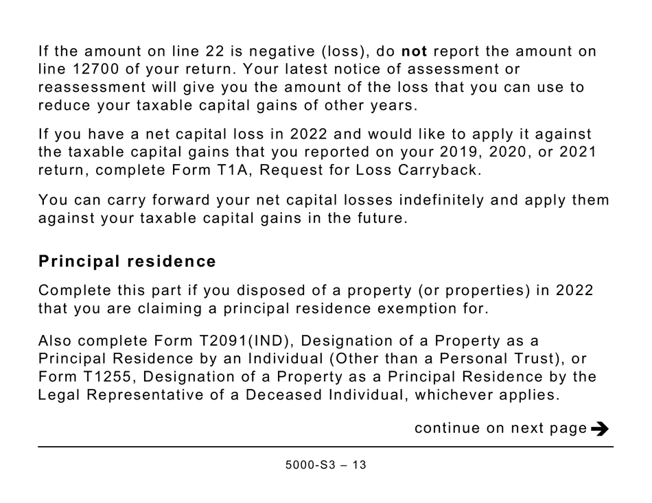 Form 5000-S3 Schedule 3 Capital Gains (Or Losses) - Large Print - Canada, Page 13