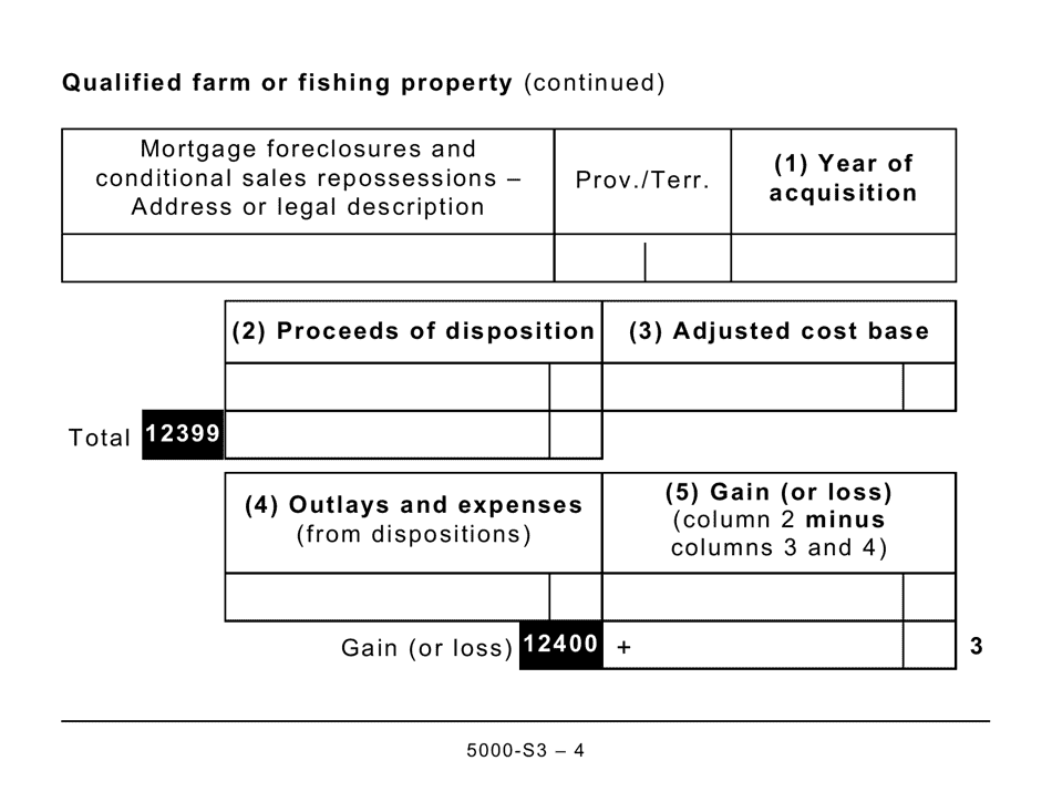 Form 5000-S3 Schedule 3 Capital Gains (Or Losses) - Large Print - Canada, Page 4